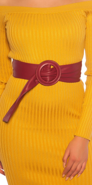 Trendy leatherette waist belt Bordeaux
